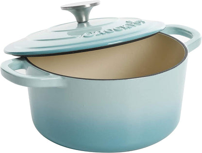 Crock-Pot 3 Quart Enameled Cast Iron Dutch Oven – Aqua Edition-9JPB