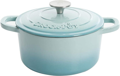 Crock-Pot 3 Quart Enameled Cast Iron Dutch Oven – Aqua Edition-9JPB