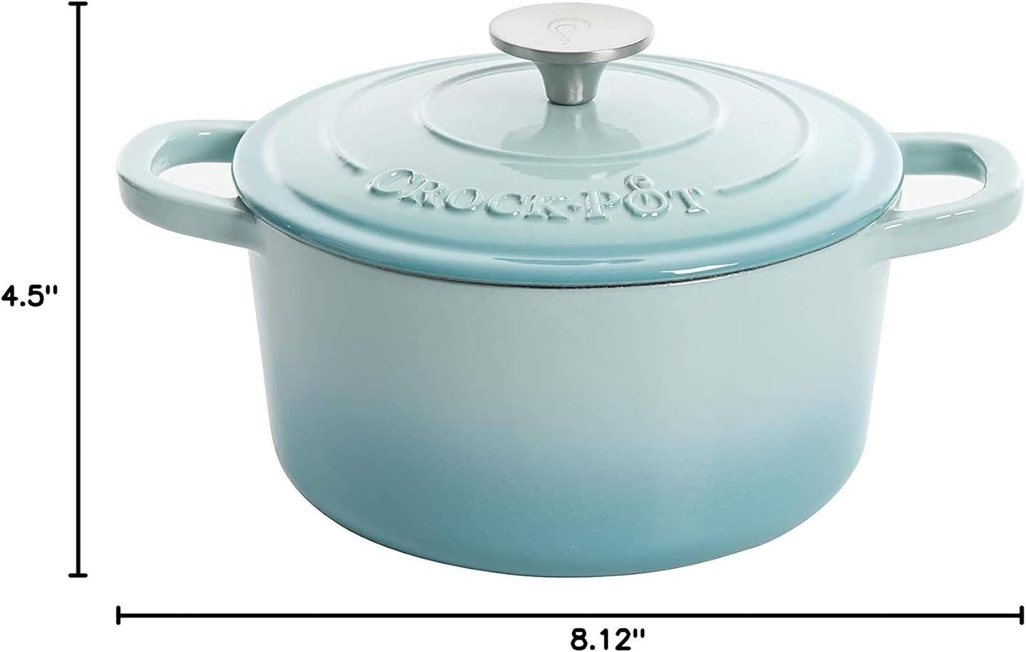 Crock-Pot 3 Quart Enameled Cast Iron Dutch Oven – Aqua Edition-9JPB