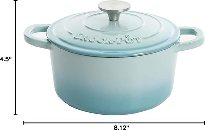 Crock-Pot 3 Quart Enameled Cast Iron Dutch Oven – Aqua Edition-9JPB