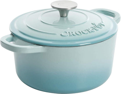 Crock-Pot 3 Quart Enameled Cast Iron Dutch Oven – Aqua Edition-9JPB